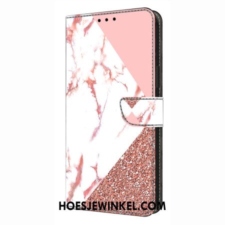 Leren Hoesje Xiaomi Redmi Note 14 Pro 4g Driehoekig Marmer Bescherming Hoesje
