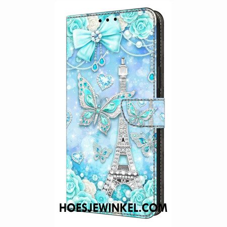 Leren Hoesje Xiaomi Redmi Note 14 Pro 4g Eiffeltoren En Diamanten