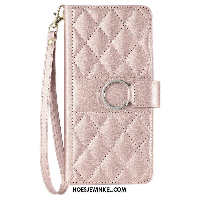 Leren Hoesje Xiaomi Redmi Note 14 Pro 5g Gewatteerd Met Bandje En Schouderband Bescherming Hoesje