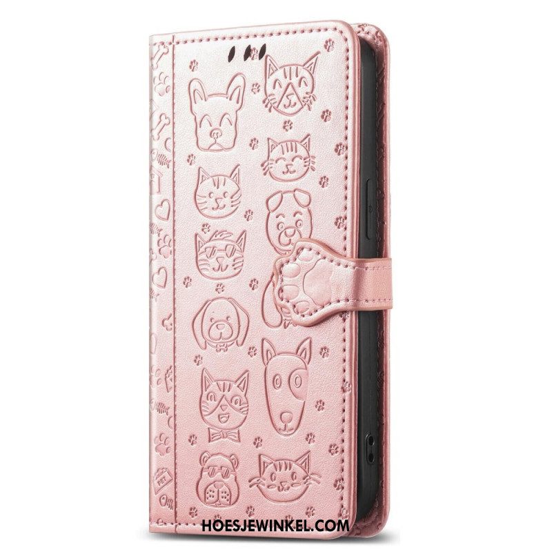 Leren Hoesje Xiaomi Redmi Note 14 Pro Plus 5g Geanimeerde Dieren Bescherming Hoesje