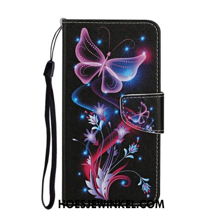 Leren Hoesje Xiaomi Redmi Note 14 Pro Plus 5g Gloeiende Vlinders