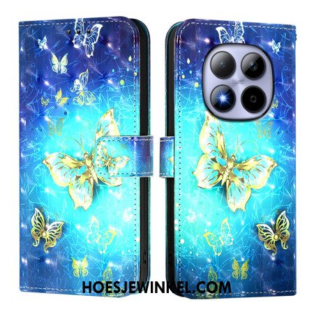 Leren Hoesje Xiaomi Redmi Note 15 Pro 5g Gouden Vlinders