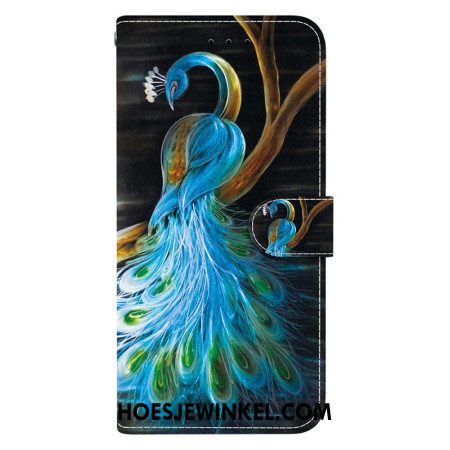 Leren Hoesje Xiaomi Redmi Note 15 Pro 5g Pauwenpatroon Bescherming Hoesje