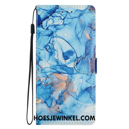 Leren Hoesje Xiaomi Redmi Note 15 Pro Plus 5g Blauw Marmer Effect