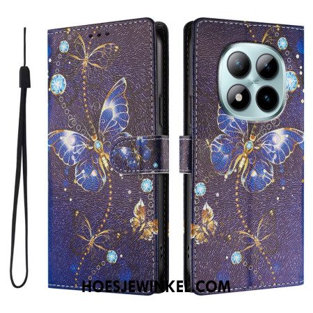 Leren Hoesje Xiaomi Redmi Note 15 Pro Plus 5g Kostbare Vlinders Bescherming Hoesje