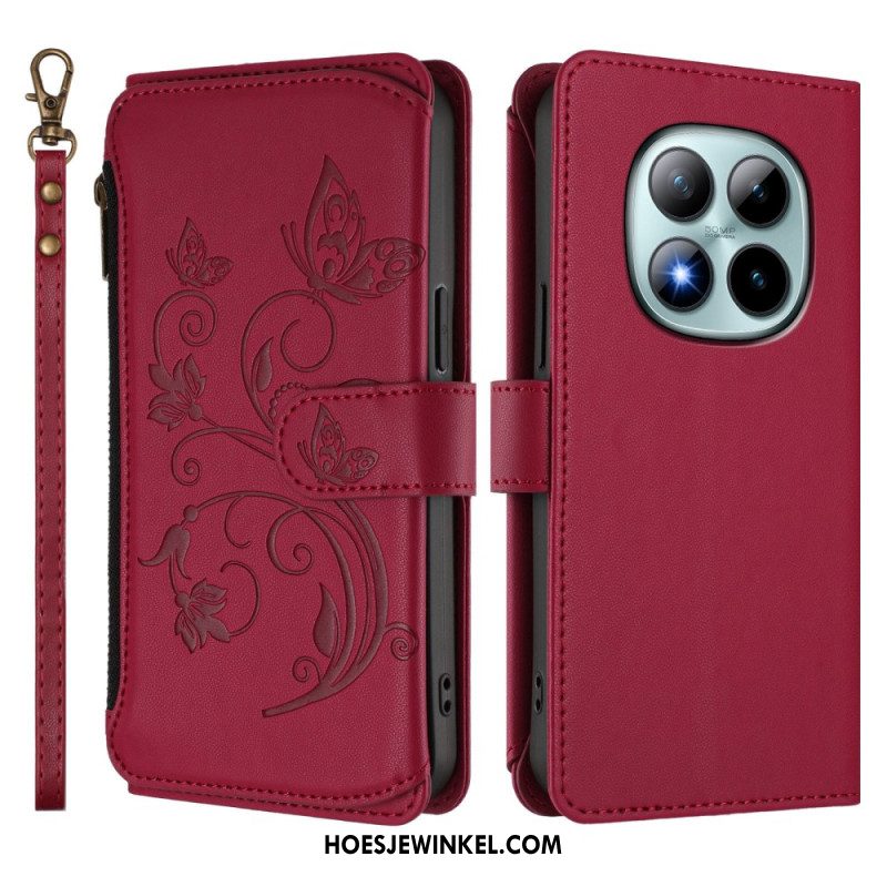 Leren Hoesje Xiaomi Redmi Note 15 Pro Plus 5g Portemonnee Met Bloemenprint Bescherming Hoesje