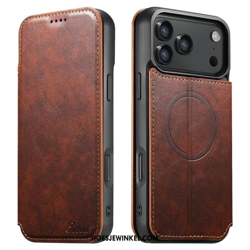 Leren Hoesje iPhone 17 Pro Magsafe-compatibel Leer Effect Bescherming Hoesje