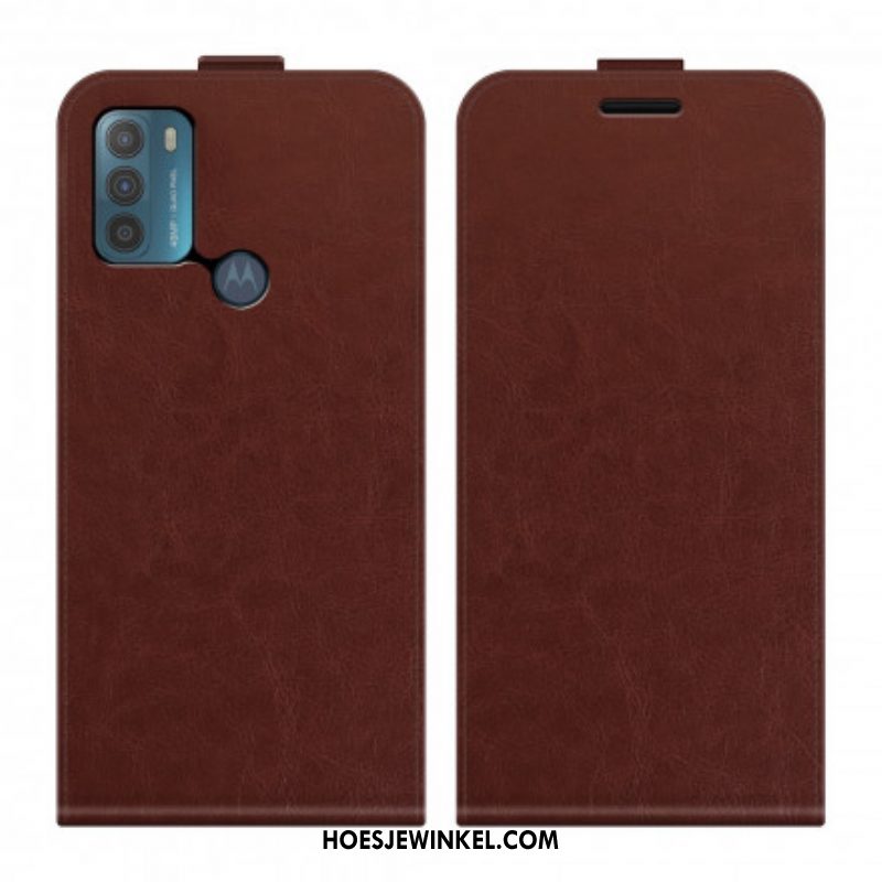 Leren Hoesje voor Moto G50 Folio-hoesje Verticale Flap Leer Effect