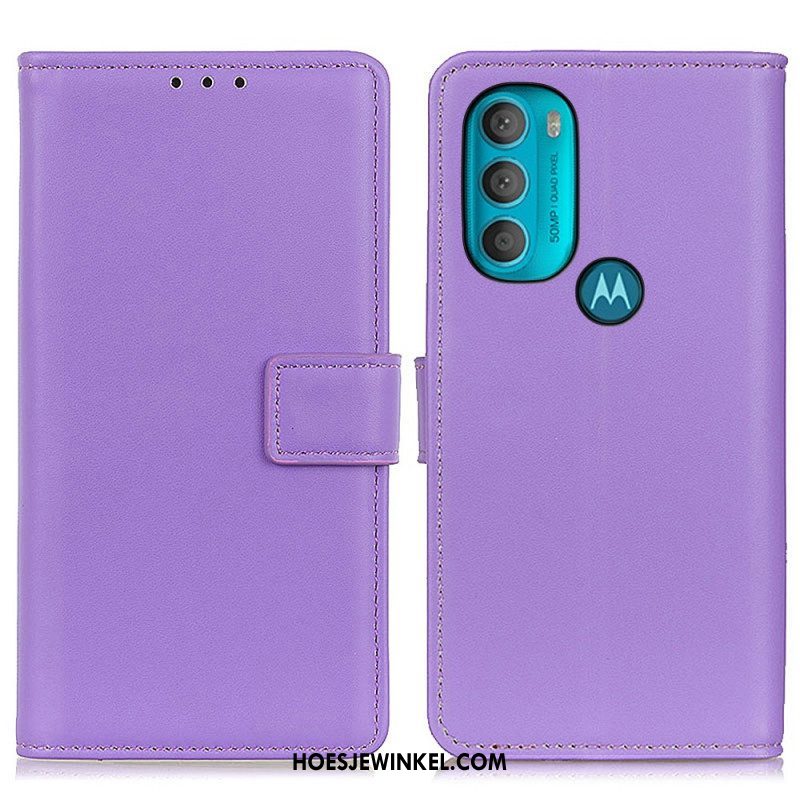 Leren Hoesje voor Moto G71 5G Effen Kunstleer