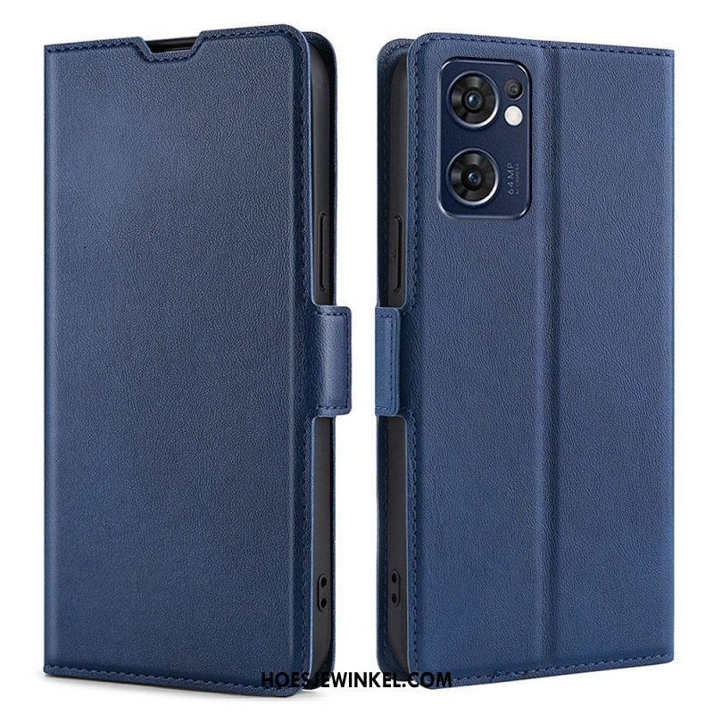 Leren Hoesje voor Oppo Find X5 Lite Folio-hoesje Flap Dubbel Ontwerp