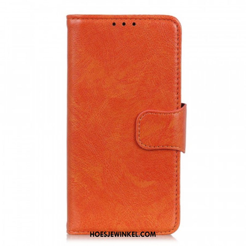 Leren Hoesje voor Oppo Reno 6 Pro 5G Oranje Splitnappaleer