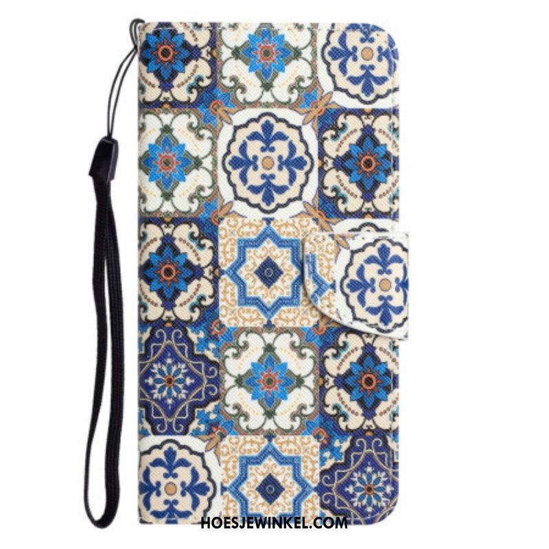 Leren Hoesje voor Samsung Galaxy A54 5G Met Ketting Bandjes Patchwork