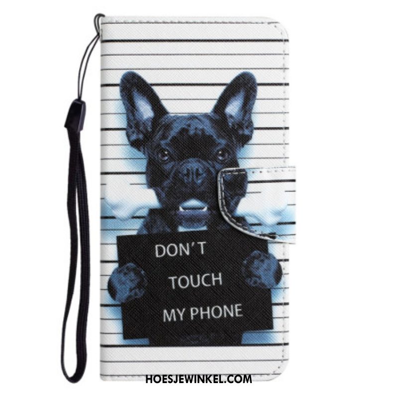 Leren Hoesje voor Samsung Galaxy A54 5G Met Ketting Hond Raakt Niet Aan Met Lanyard