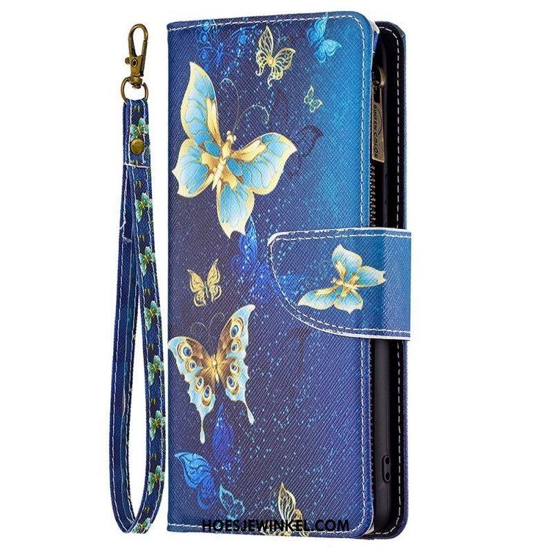 Leren Hoesje voor Samsung Galaxy M23 5G Vlinders Portemonnee En Lanyard