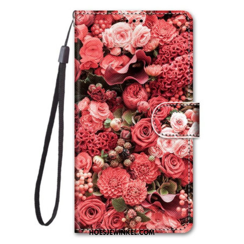 Leren Hoesje voor Samsung Galaxy S21 5G Bloemen Romantiek