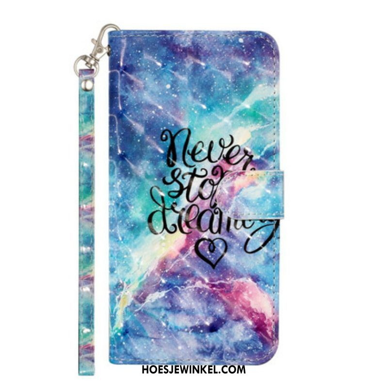 Leren Hoesje voor Samsung Galaxy S21 5G Stop Nooit Met Lanyard