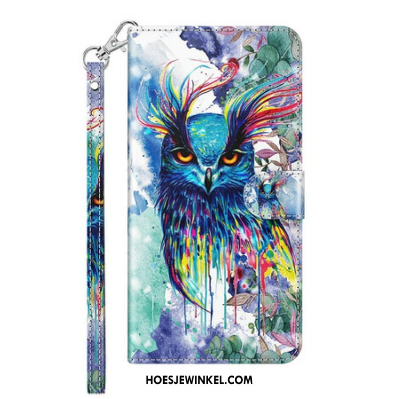 Leren Hoesje voor Samsung Galaxy S21 FE Aquarel Vogel