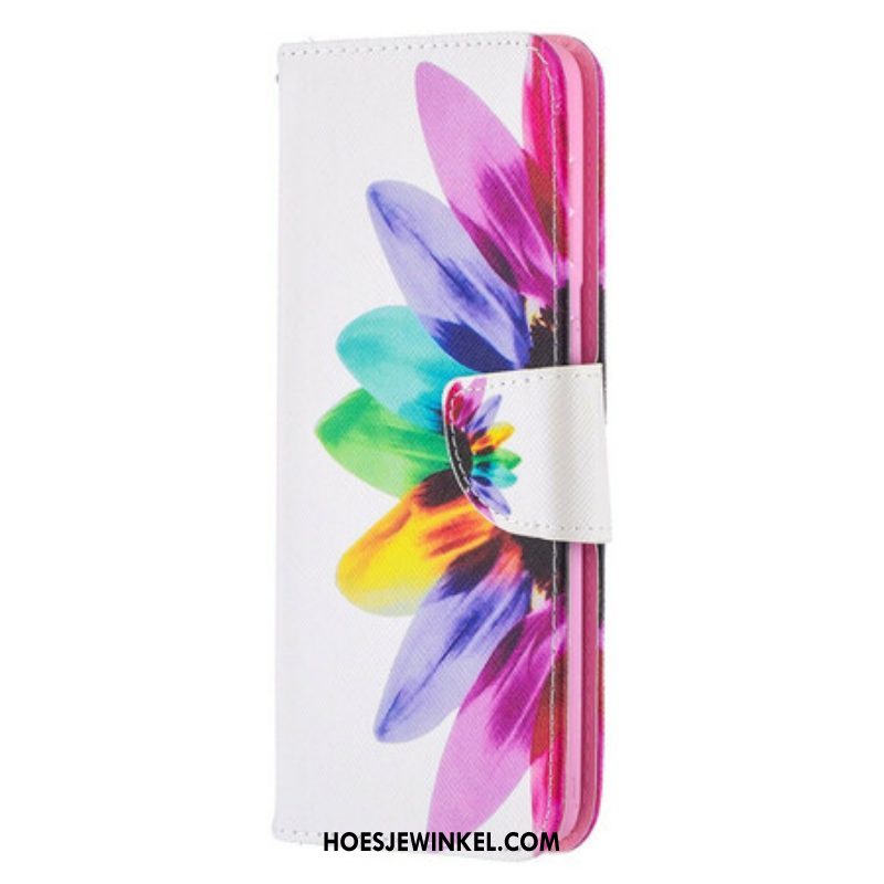 Leren Hoesje voor Samsung Galaxy S21 Plus 5G Waterverf Bloem