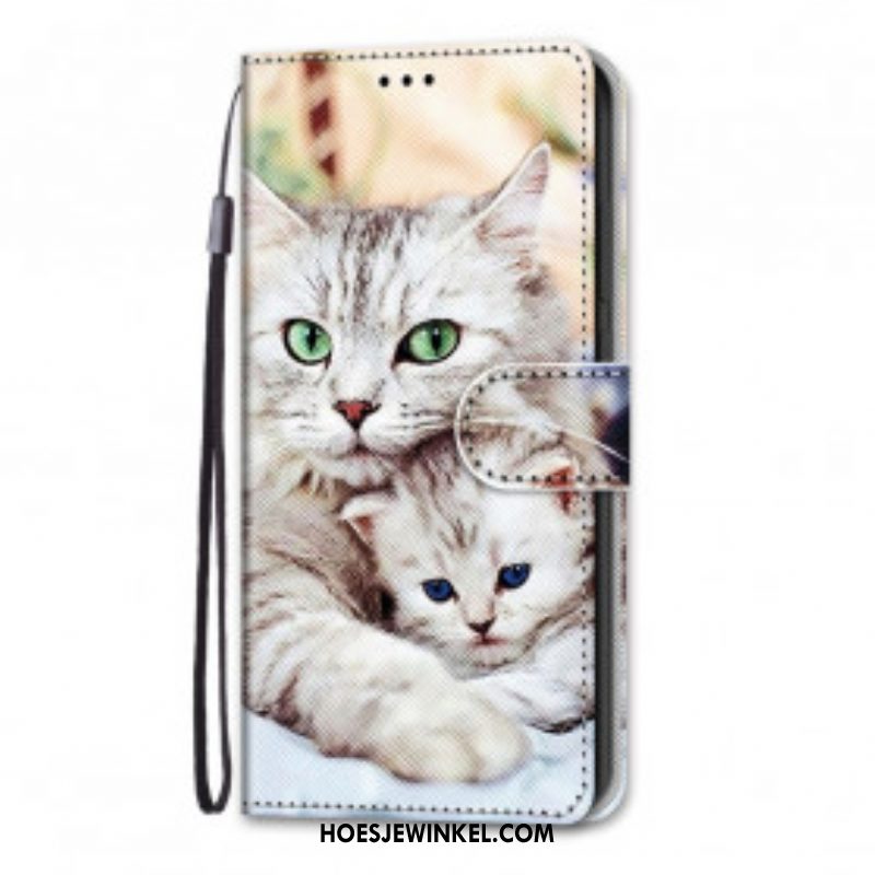 Leren Hoesje voor Samsung Galaxy S21 Ultra 5G Katten Familie