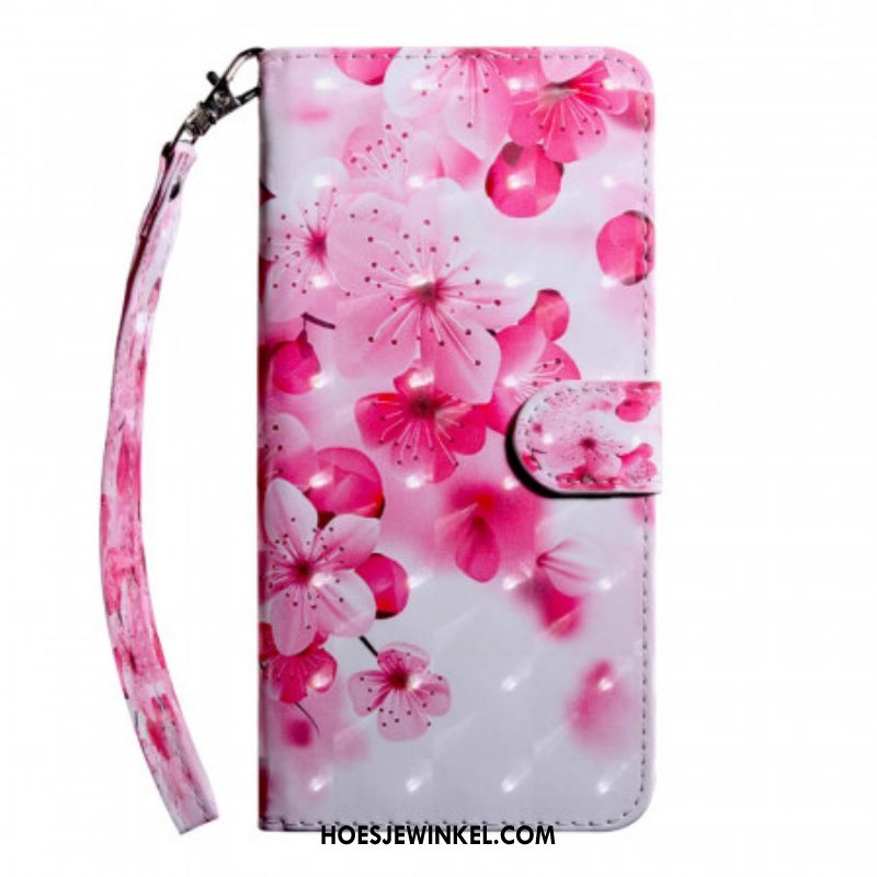 Leren Hoesje voor Samsung Galaxy S22 5G Roze Bloemen