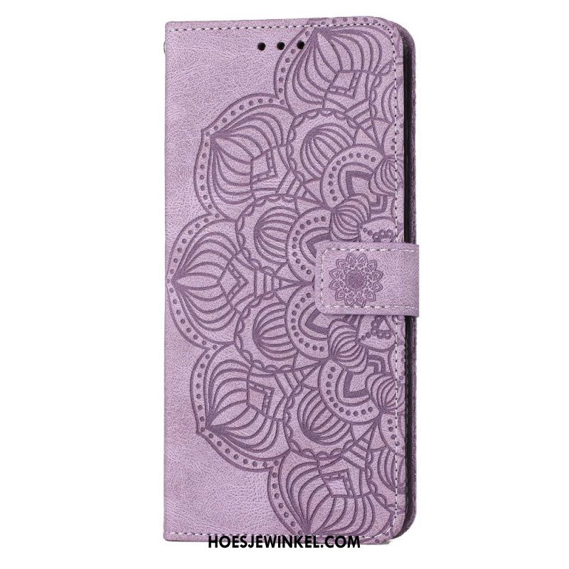 Leren Hoesje voor Samsung Galaxy S23 5G Met Ketting Strakke Mandala