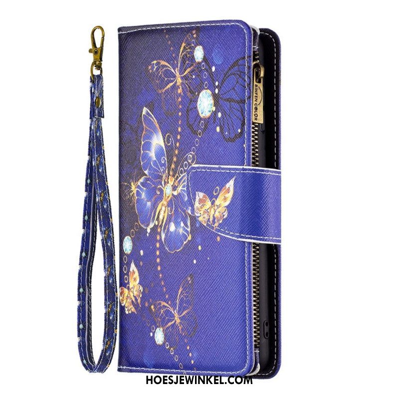 Leren Hoesje voor Samsung Galaxy S23 5G Portemonnee Leren Portemonnee Met Vlinders