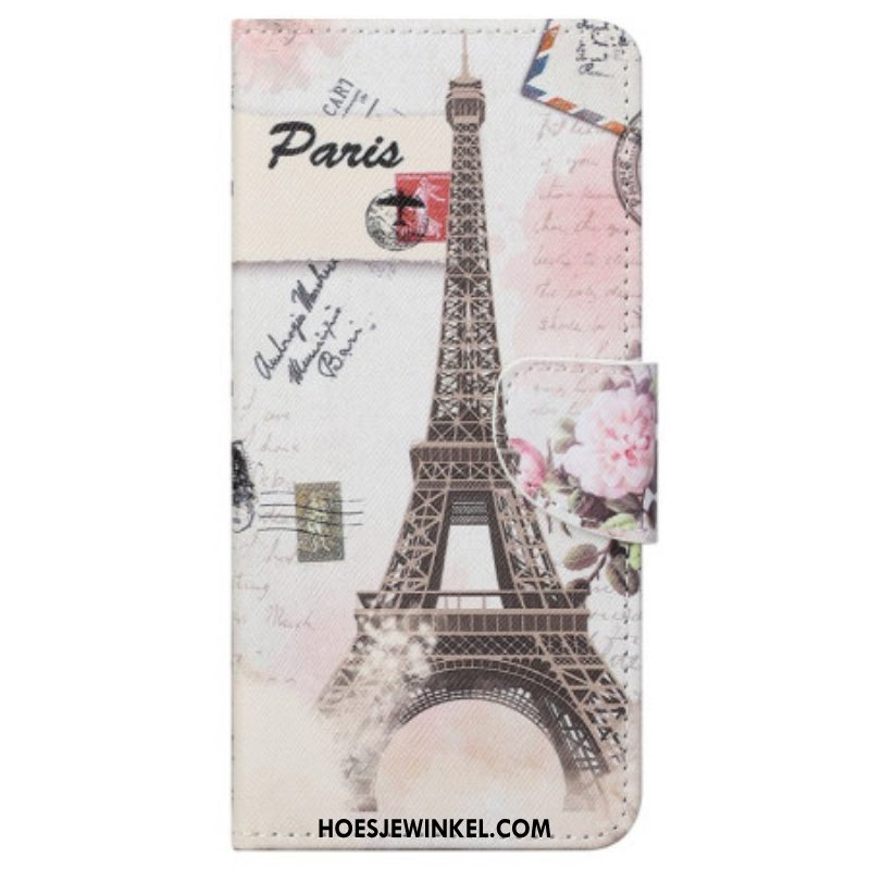 Leren Hoesje voor Samsung Galaxy S23 5G Vintage Eiffeltoren