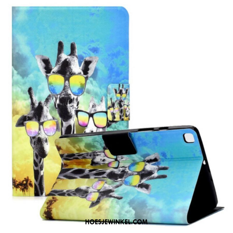 Leren Hoesje voor Samsung Galaxy Tab A7 Lite Funky Giraffen