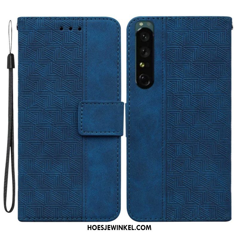 Leren Hoesje voor Sony Xperia 1 IV Met Ketting Patroon Met Bandjes