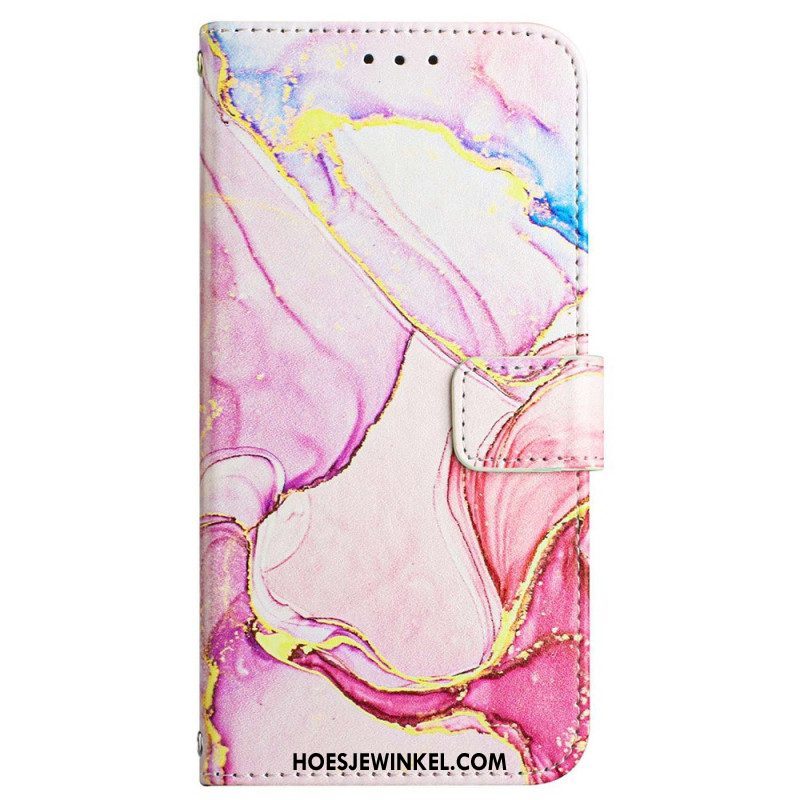 Leren Hoesje voor Xiaomi 12 / 12X Met Ketting Marmer Strippen