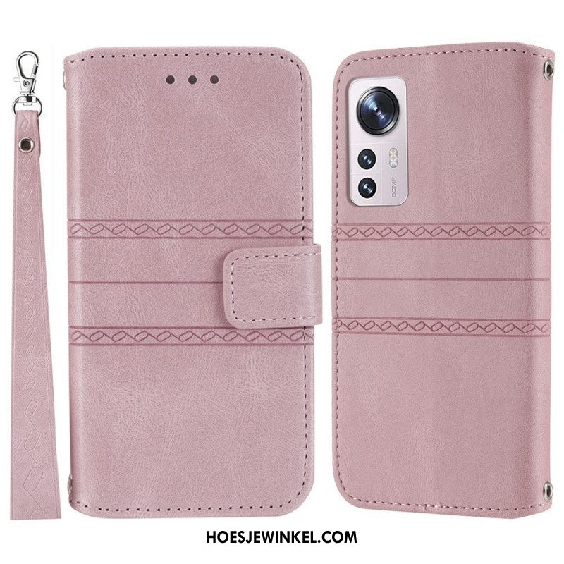 Leren Hoesje voor Xiaomi 12 Pro Met Ketting Patroon Met Bandjes