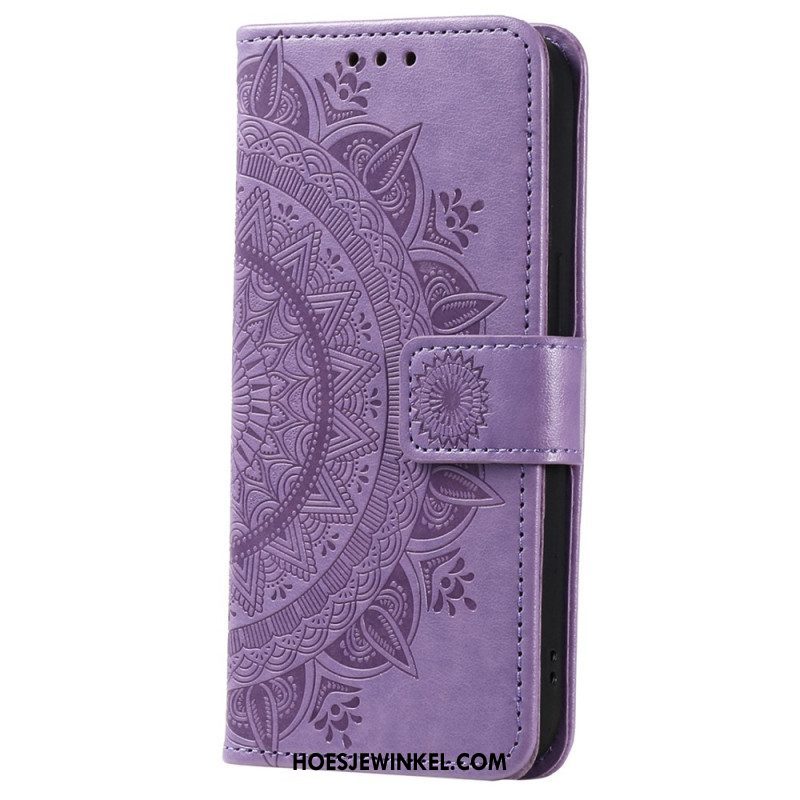 Leren Hoesje voor Xiaomi 12T / 12T Pro Mandala Zon Met Lanyard