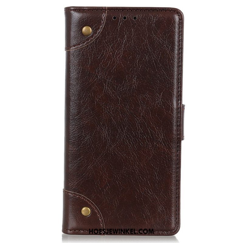 Leren Hoesje voor Xiaomi 12T / 12T Pro Stijl Nappa Lederen Vintage Klinknagels