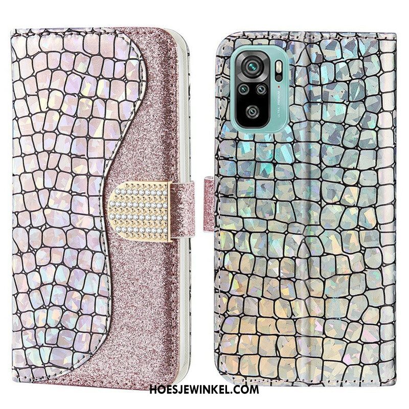 Leren Hoesje voor Xiaomi Redmi Note 10 / 10S Krokodil Diamanten