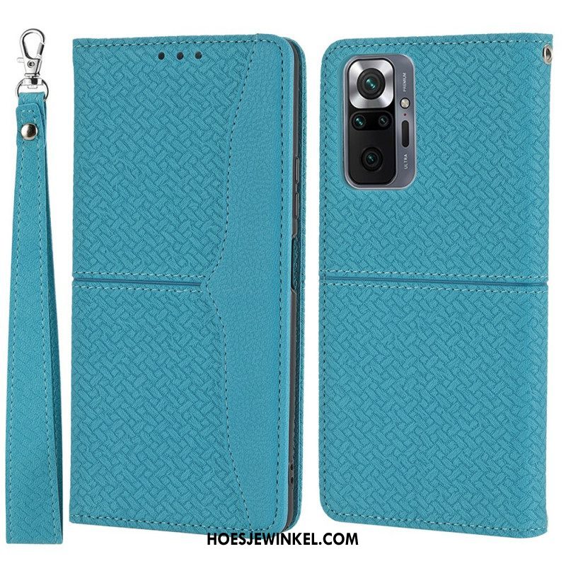 Leren Hoesje voor Xiaomi Redmi Note 10 Pro Met Ketting Geweven Leren Stijl Met Bandjes