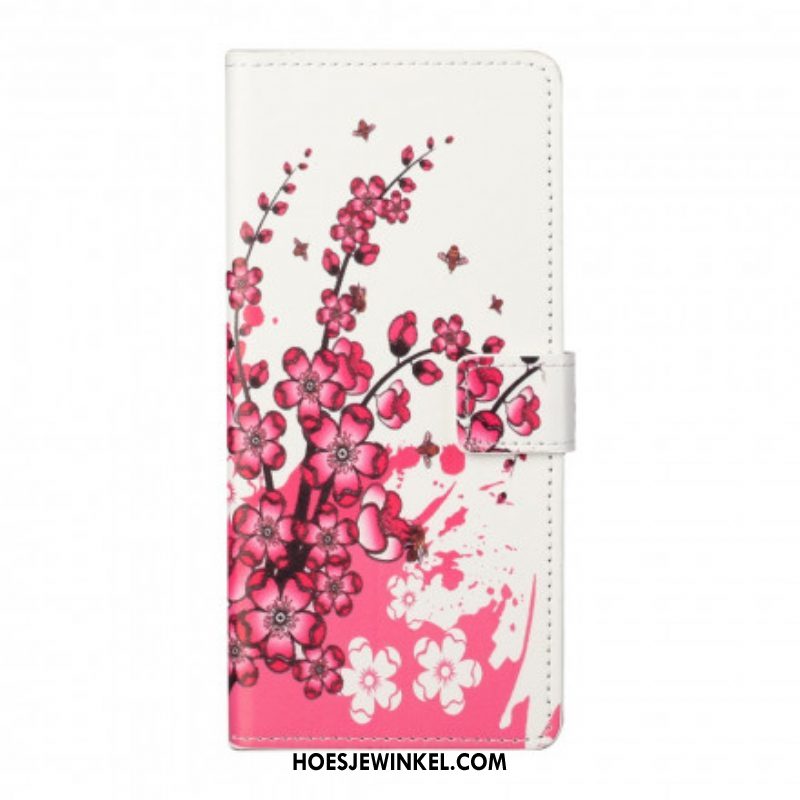 Leren Hoesje voor Xiaomi Redmi Note 10 Pro Tropische Bloemen