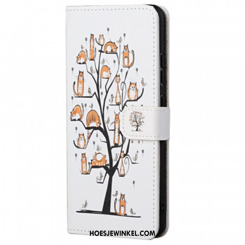 Leren Hoesje voor Xiaomi Redmi Note 11 Pro / 11 Pro 5G Met Ketting Funky Cats Met Riem