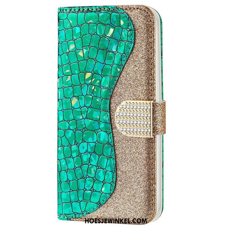 Leren Hoesje voor iPhone 13 Pro Max Krokodil Diamanten