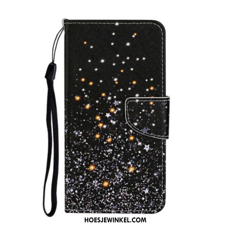 Leren Hoesje voor iPhone 13 Pro Sterren En Pailletten Met Lanyard