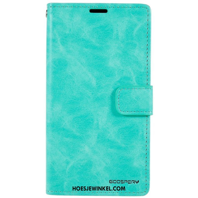 Leren Hoesje voor iPhone 14 Blauwe Maan Mercurius Goospery