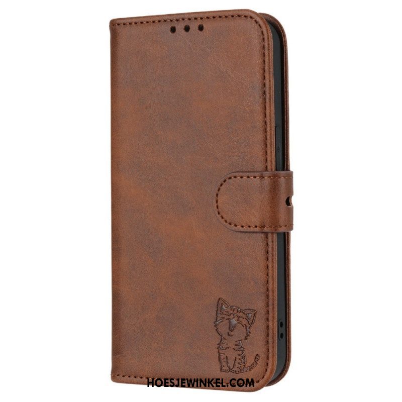 Leren Hoesje voor iPhone 14 Katje