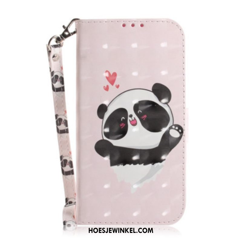 Leren Hoesje voor iPhone 14 Plus Met Ketting Strakke Panda