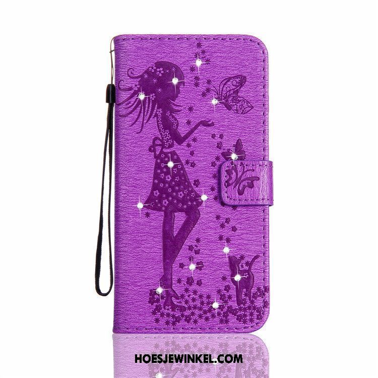 Lg K11 Hoesje Leren Etui Hoes Purper, Lg K11 Hoesje Mobiele Telefoon Bescherming