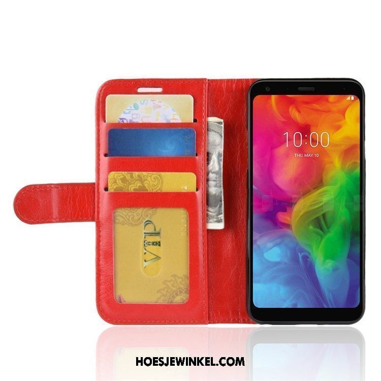 Lg Q7 Hoesje Leren Etui Hoes Mobiele Telefoon, Lg Q7 Hoesje Rood Folio