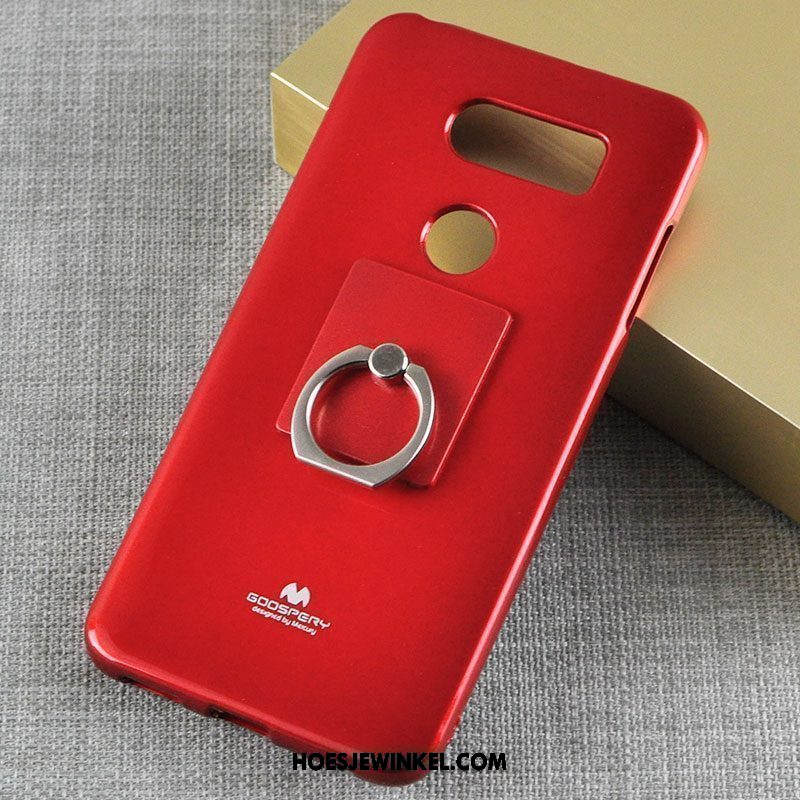 Lg V30 Hoesje Ring Doorzichtig Rood, Lg V30 Hoesje Siliconen Mobiele Telefoon