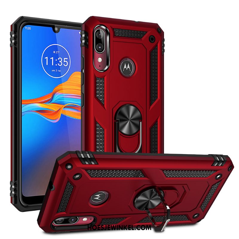 Moto E6 Plus Hoesje Auto Magnetisch Mobiele Telefoon, Moto E6 Plus Hoesje All Inclusive Rood