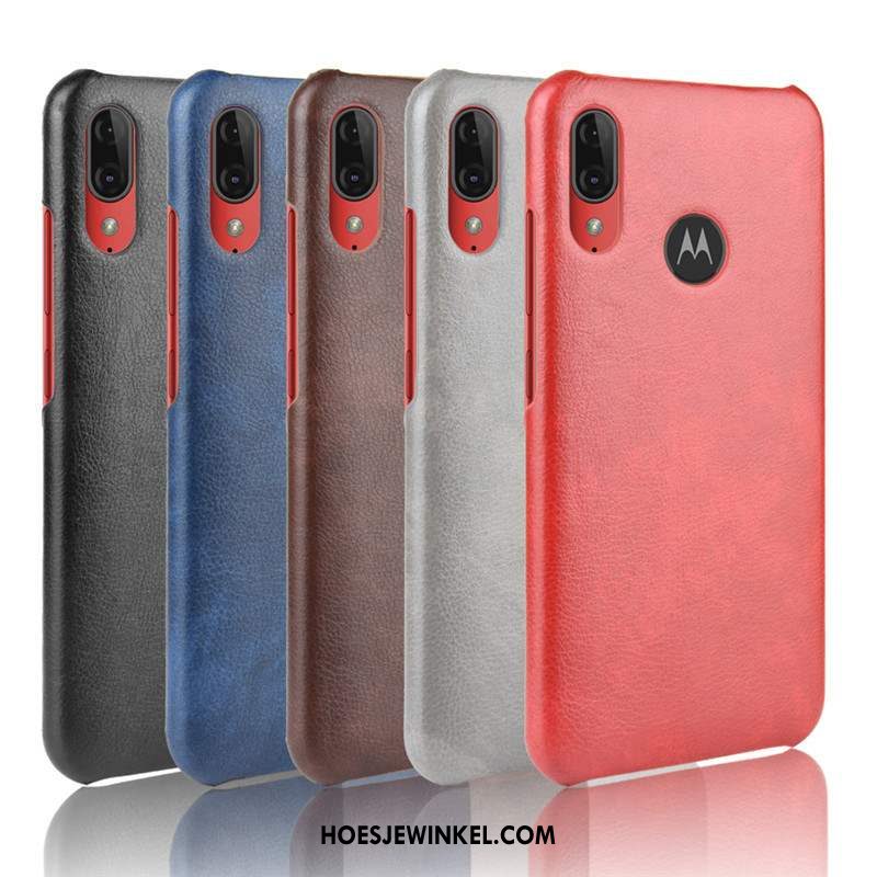 Moto E6 Plus Hoesje Rood Bescherming Mobiele Telefoon, Moto E6 Plus Hoesje Leer Kwaliteit