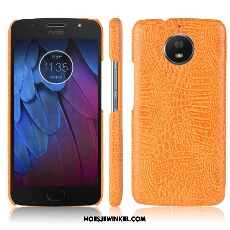 Moto G5s Plus Hoesje Leren Etui Leer Krokodillenleer, Moto G5s Plus Hoesje Geel Hoes