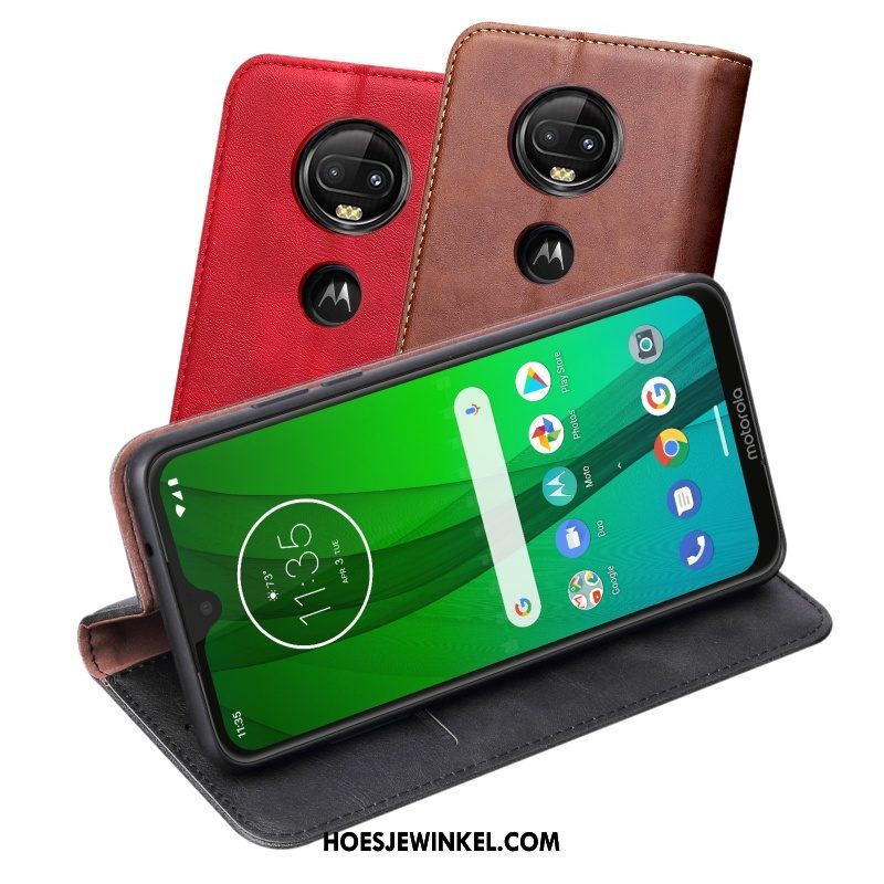 Moto G7 Hoesje Bescherming Hoes Folio, Moto G7 Hoesje Anti-fall Mobiele Telefoon Braun