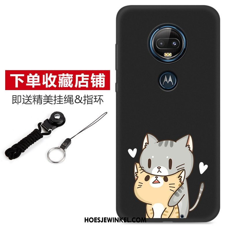 Moto G7 Plus Hoesje Hoes Mooie Spotprent, Moto G7 Plus Hoesje All Inclusive Zwart